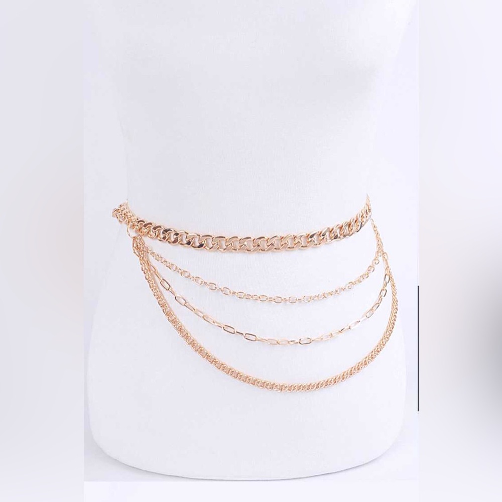 Plus Size Gold Metal Chain Adjustable Statement Belt